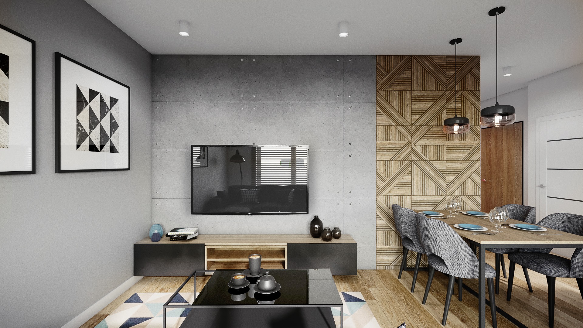 Salon w stylu loft można urządzić też w małym mieszkaniu w bloku. Projekt: Justyna Krupka, studio projektowe Przestrzenie