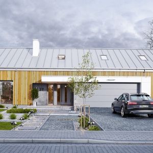 Projekt Wymarzony 4 jest utrzymany w nowoczesnej stylistyce domu-stodoły. Projekt: arch. Michał Gąsiorowski. Fot. MG Projekt