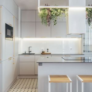 Aranżacja kuchni w 50-metrowym mieszkaniu. Projekt: Monika Wierzba-Krygiel. Fot. Hania Połczyńska