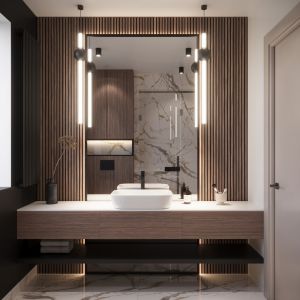 Harmonia i detal to główne elementy łazienki deluxe. Projekt wnętrza i zdjęcie: Magdalena Miśkiewicz, Miśkiewicz Design 