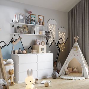 Pastelowy, stonowany pokój dziecka. Projekt wnętrza: Naboo Studio
