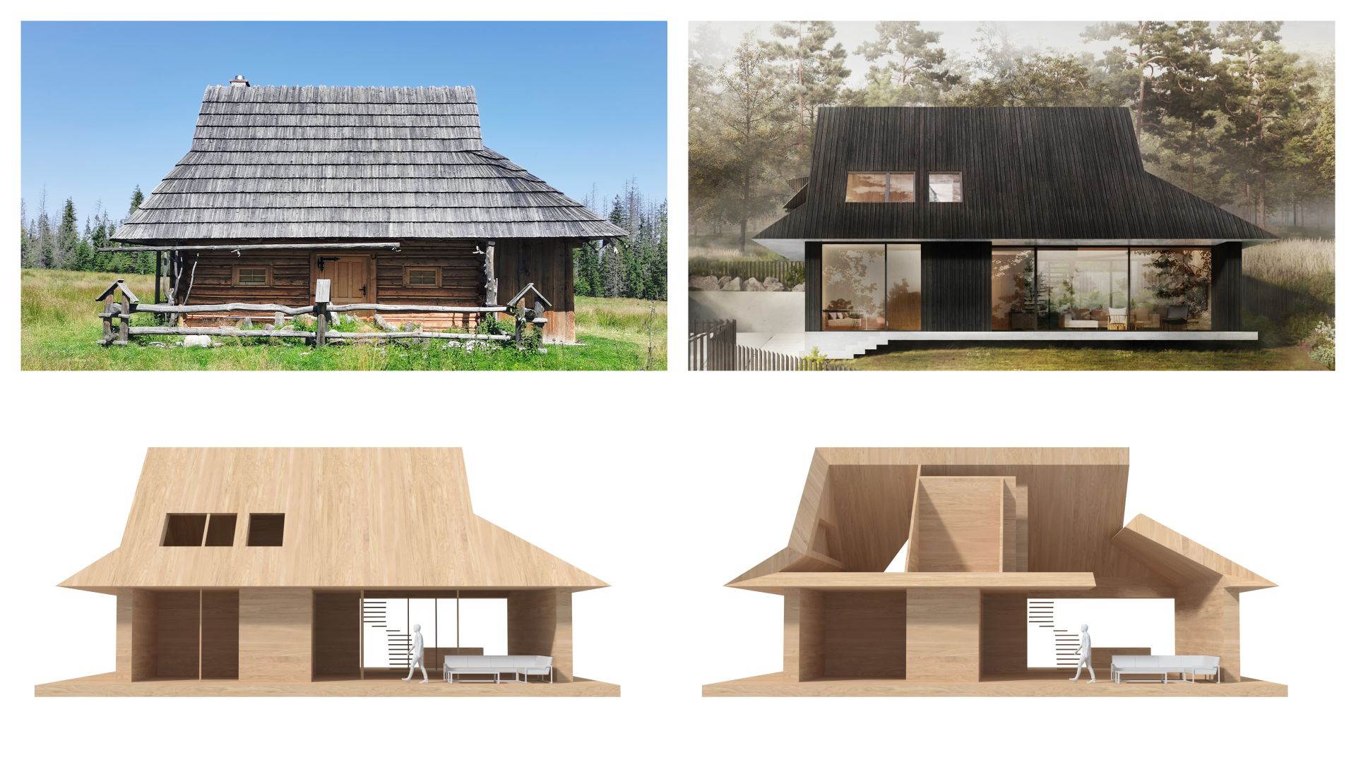 Podcieniowy domek - nowy projekt domu inspirowanego góralską chatą. Projekt: BXB studio