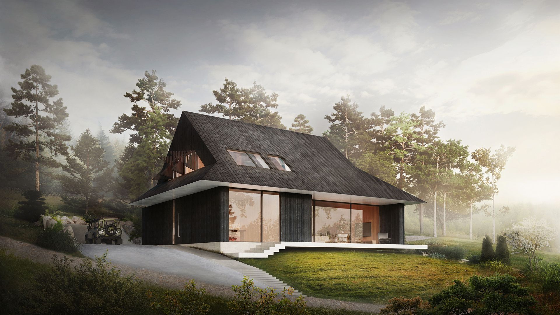 Podcieniowy domek - nowy projekt domu inspirowanego góralską chatą. Projekt: BXB studio