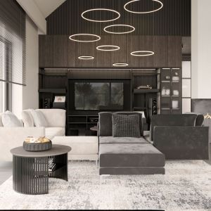 W salonie znajduje się sofa modułowa. Projekt wnętrza: MIKOŁAJSKAstudio