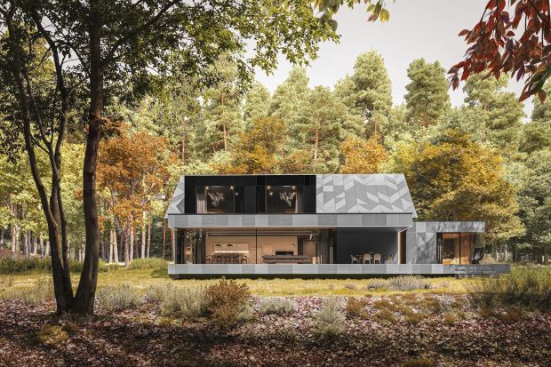 Projektując Eclipse Project architekt skupił się na otoczeniu terenu. Doskonale wkomponował budynek w leśną działkę, pozostawiają na niej wszystkie drzewa. Ten dom to także wyjątkowe połączenie form i faktur, kształtów i zarysów, na co dz
