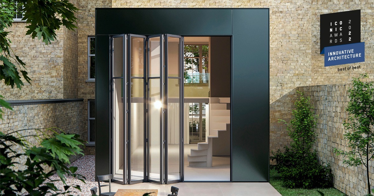 Drzwi harmonijkowe Megaline Solarlux - zwycięzca konkursu Dobry Design 2023 w kategorii drzwi i okna. Fot. Solarlux/IFTM Group