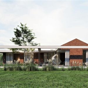 Nowoczesna bryła domu łączy biel z ceglaną elewacją, a wewnątrz skrywa bardzo komfortowe wnętrze. Projekt domu: pracownia Core