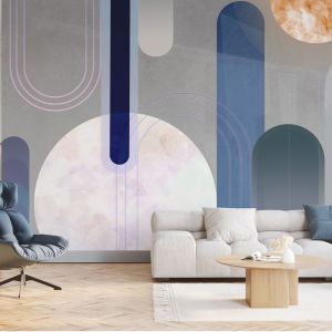 Trend geometria. Pomysł na mural-tapetę na ścianę. Fot. mat. prasowe Leroy Merlin