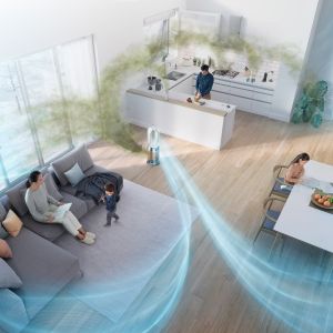 Dyson Purifier Humidify+Cool Formaldehyde PH04 w trakcie chłodniejszych miesięcy pełni funkcję oczyszczacza powietrza – eliminując smog i zanieczyszczenia generowane w środowisku domowym oraz nawilżacza. Fot. mat. prasowe Dyson