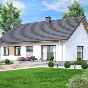 Od strony ogrodu zaplanowani taras. Można na niego wyjść z salonu. Projekt domu i wizualizacje: pracownia Archand