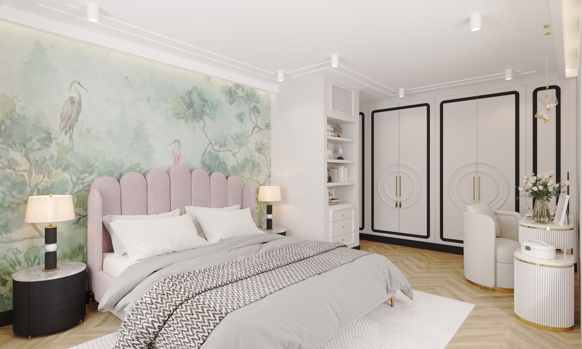 Sypialnia w pastelach. Projekt wnętrza Miśkiewicz Design