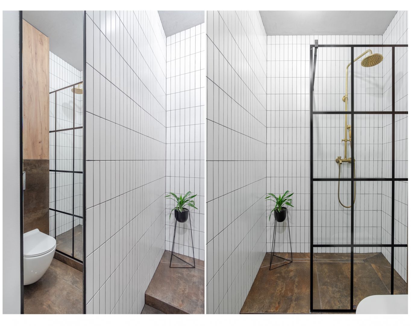 Łazienka z prysznicem w mieszkaniu w bloku. Projekt wnętrza: Latre Design. Fot. Bernadetta Kuczyńska