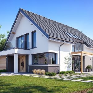 Dom Amber zaprojektowano łącząc nowoczesną stylistykę i detale z tradycyjną, prostą w formie bryłą. Projekt: arch. Michał Gąsiorowski, MG Projekt. Fot. MG Projekt