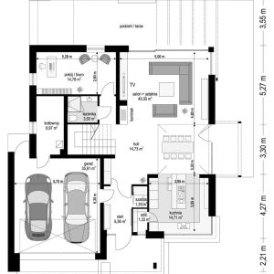 Układ pomieszczeń na parterze. Projekt: arch. Michał Gąsiorowski, MG Projekt. Fot. MG Projekt