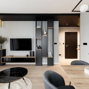 Mały salon w nowoczesnym stylu. Projekt wnętrza: Paweł Ślęzak, pracownia Architaste. Fot. Dominika Wilk