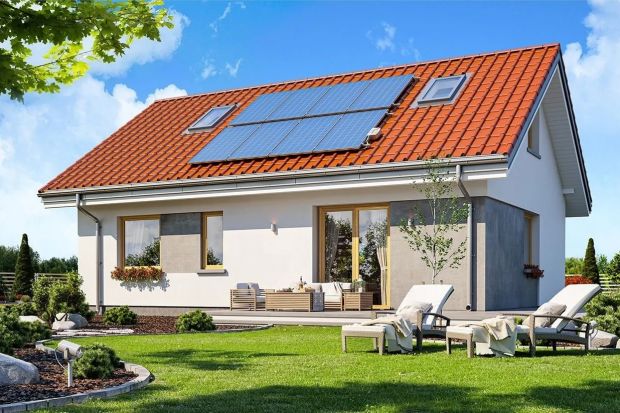 Ten dom ma powierzchnię 86,90 m². Jest mały, ale skrywa wygodne, funkcjonalne wnętrze. Ma prostą, nowoczesną bryłę, poddasze użytkowe oraz taras. Będzie prosty i tani w budowie. <br /><br /><br />